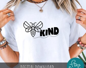 Bee Kind SVG PNG | Line Art Design, Shirt & Sticker File (Digital Download)