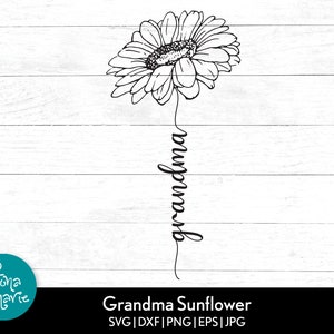 Oma Cursive Type Sonnenblume svg, Großmutter svg, svg, dxf, eps, jpg, png, gespiegelt pdf, Cut File Cricut, Silhouette, Iron On