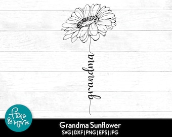 Grandma Sunflower SVG: Cursive Type Cut File (Digital Download)