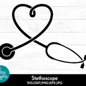 Estetoscópio coração formato svg | svg | png | jpg | eps | dxf | Arquivos de corte para Cricut e Silhouette | Elemento de design | Download digital