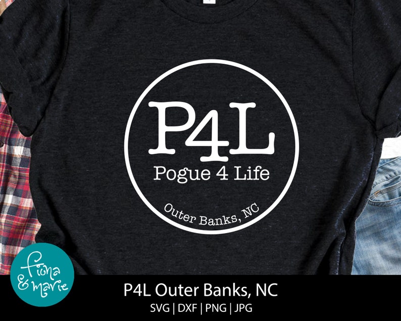 May include: Black t-shirt with a white circle graphic that says "P4L Pogue 4 Life Outer Banks, NC".