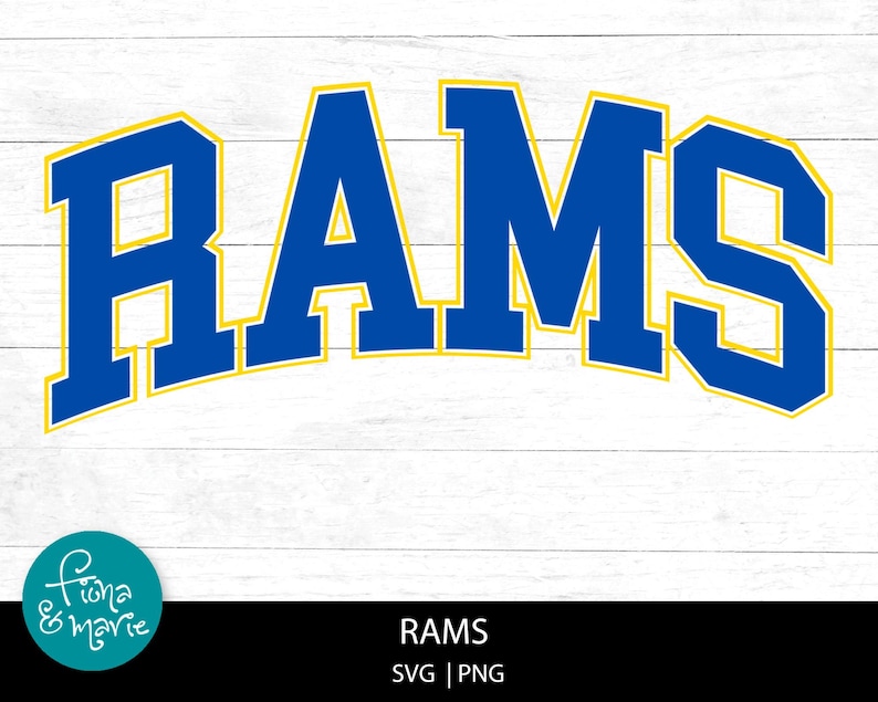 Rams Mascot SVG PNG: Arched Varsity Letters, Football Design (digital ...