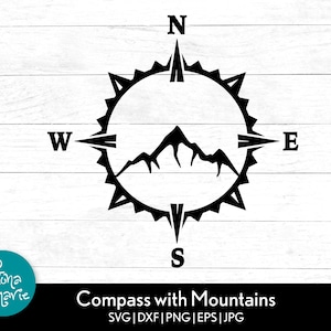 Compass Svg Compass With Mountains Svg Svg Png Jpg | Etsy