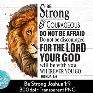 Cabeça de Leão Seja Forte e Corajosa Josué 1:9 png, cristão PNG, versículo da Bíblia PNG, Jesus PNG, sublimação png, uso comercial
