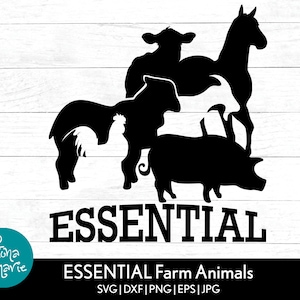 ESENCIAL Animales de granja svg / Caballo / Cerdo / Vaca / Oveja / Cabra / Pollo / svg, png, jpg, eps, dxf / Cortar archivos para Cricut y Silueta