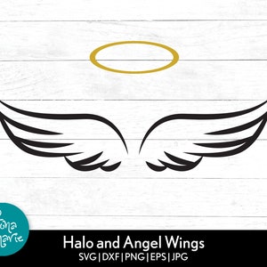 Heiligenschein und Engelsflügel svg | svg, dxf, eps, jpg, png | Cut File SVG | Cricut | Silhouette | Aufbügeln | Engelsflügel Schnittdatei | Halo-Schnittdatei