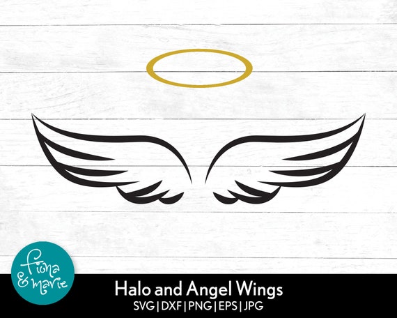 Download Halo And Angel Wings Svg Svg Dxf Eps Jpg Png Cut File Etsy