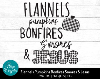 Flannels Pumpkins Bonfires S'mores & Jesus SVG: Plaid Pumpkin Cut File