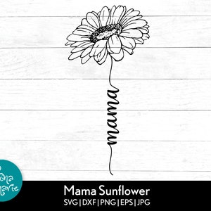 Mama tipo cursivo girassol svg | Mãe svg | svg, dxf, eps, jpg, png, pdf espelhado | Cortar arquivo Cricut | Silhueta | Ferro na