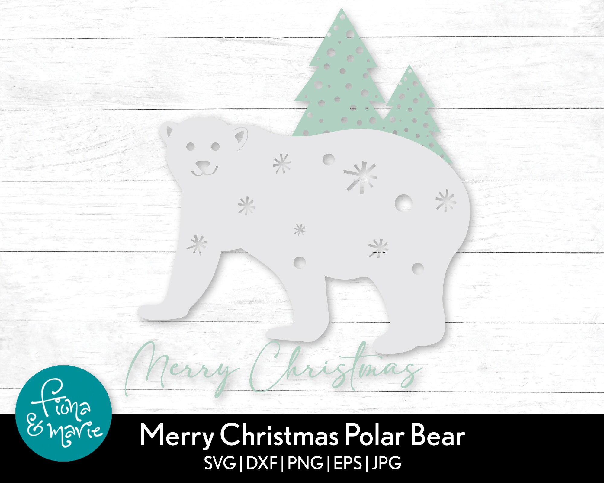 Merry Christmas Polar Bear Svg Svg Png Jpg Eps Dxf - Etsy