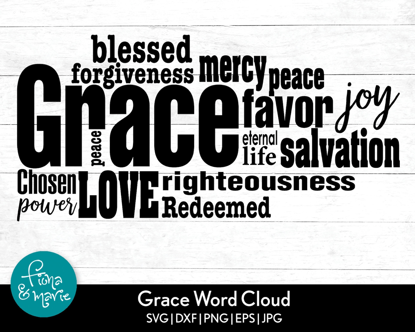 Grace Word Cloud Bible Verse svg Christian Wall Art svg Etsy