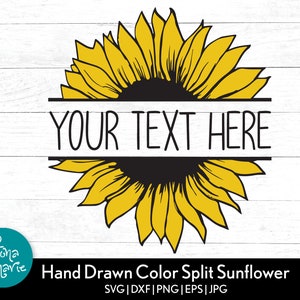 Split Sunflower Svg Sunflower Monogram Svg Color Svg Svg - Etsy