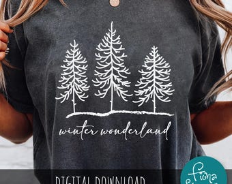 Winter Wonderland Evergreen Trees SVG, Winter PNG for shirt, Cut File (Digital Download)