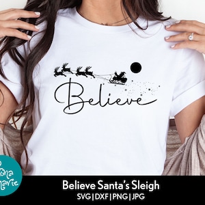 Acredite no trenó do Papai Noel svg | Papai Noel SVG | Projeto de Natal | SVG | png | jpg | dxf | PDF espelhado | Cortar arquivo | Clip-Art | Download digital