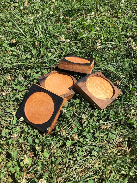 Whiskey Barrel Gifts, Whiskey Barrel Stave, Wood Coaster Set, Reclaimed Wood