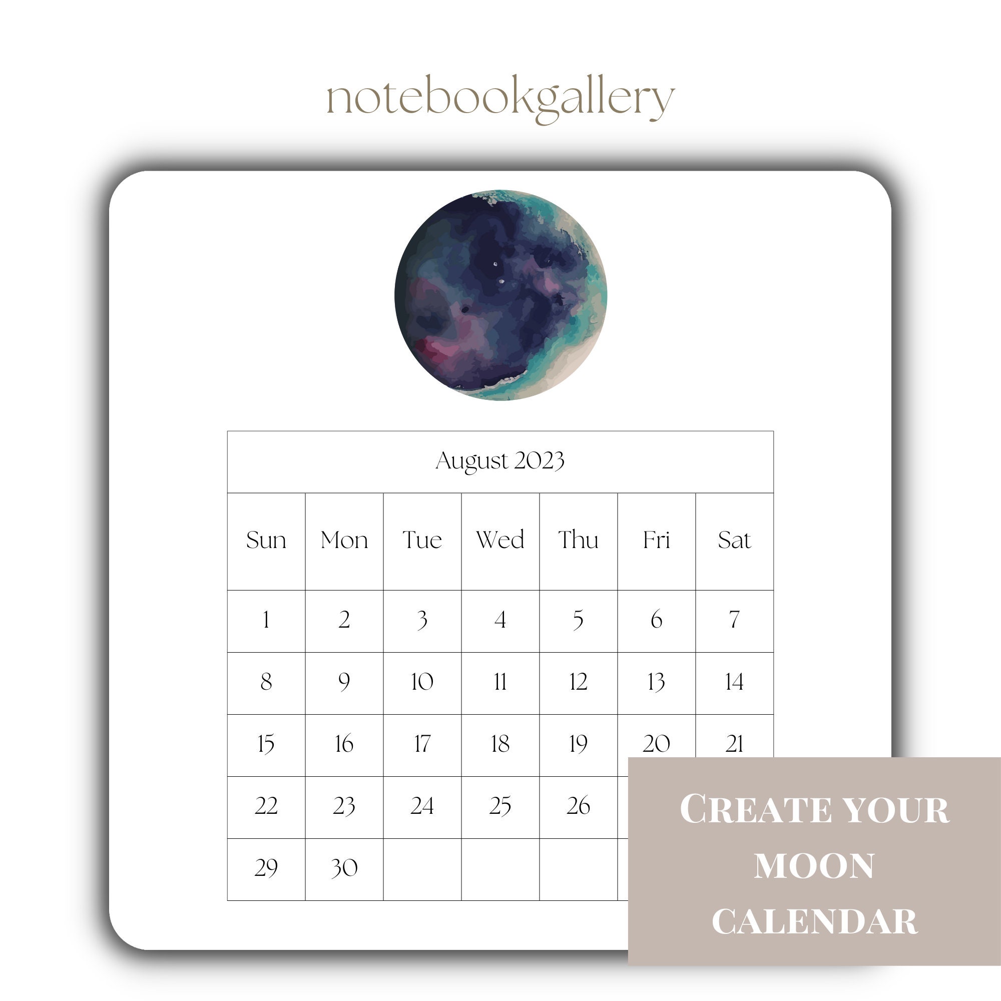 Cosmic Moon Stickers 40 Moon Pngs Printable for Goodnotes Moon Calendar  Instant Download 