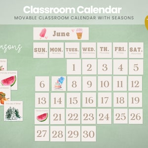 Classroom Calendar Display | Moveable Calendar | Neutral Design | Modern Classroom Decor | Classroom Pocket Chart Inserts | Homeschool