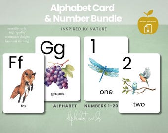Alphabet et chiffres inspirés de la nature : imprimables pour l'école à la maison (téléchargement PDF)