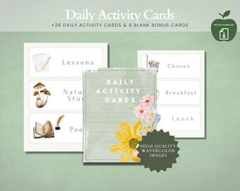 Daily Activity Cards | Daily Routine | Homeschool Schedule | Daily Rhythm Cards | Daily Schedule for kids | Wall and Bulletin Board Cards