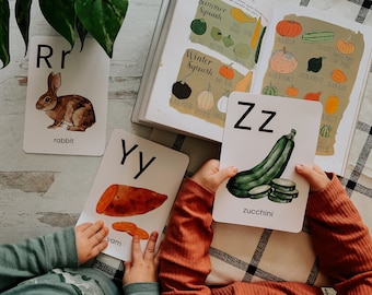 Alphabet Cards | Nature Inspired | Movable Alphabet | Classic High Res Watercolor images | Homeschool Resources | Homeschool Flashcards