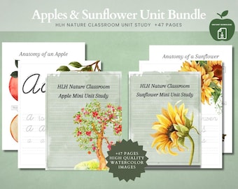 Apple & Sunflower Unit Bundle | Charlotte Mason | Homeschool | Nature Study | Homeschool Lessons | Preschool | Kindergarten | Printable