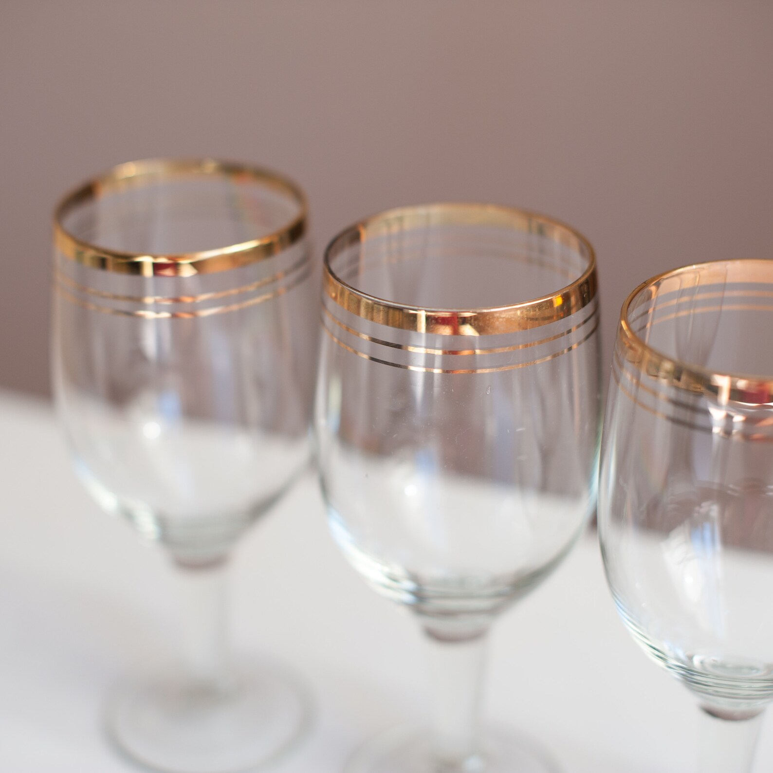 Set of 5 vintage wine stemmed glasses with gold trim Soviet Etsy