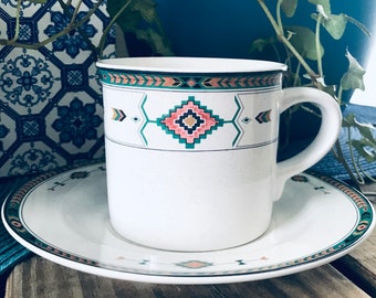 Vintage Boho Mug with Saucer