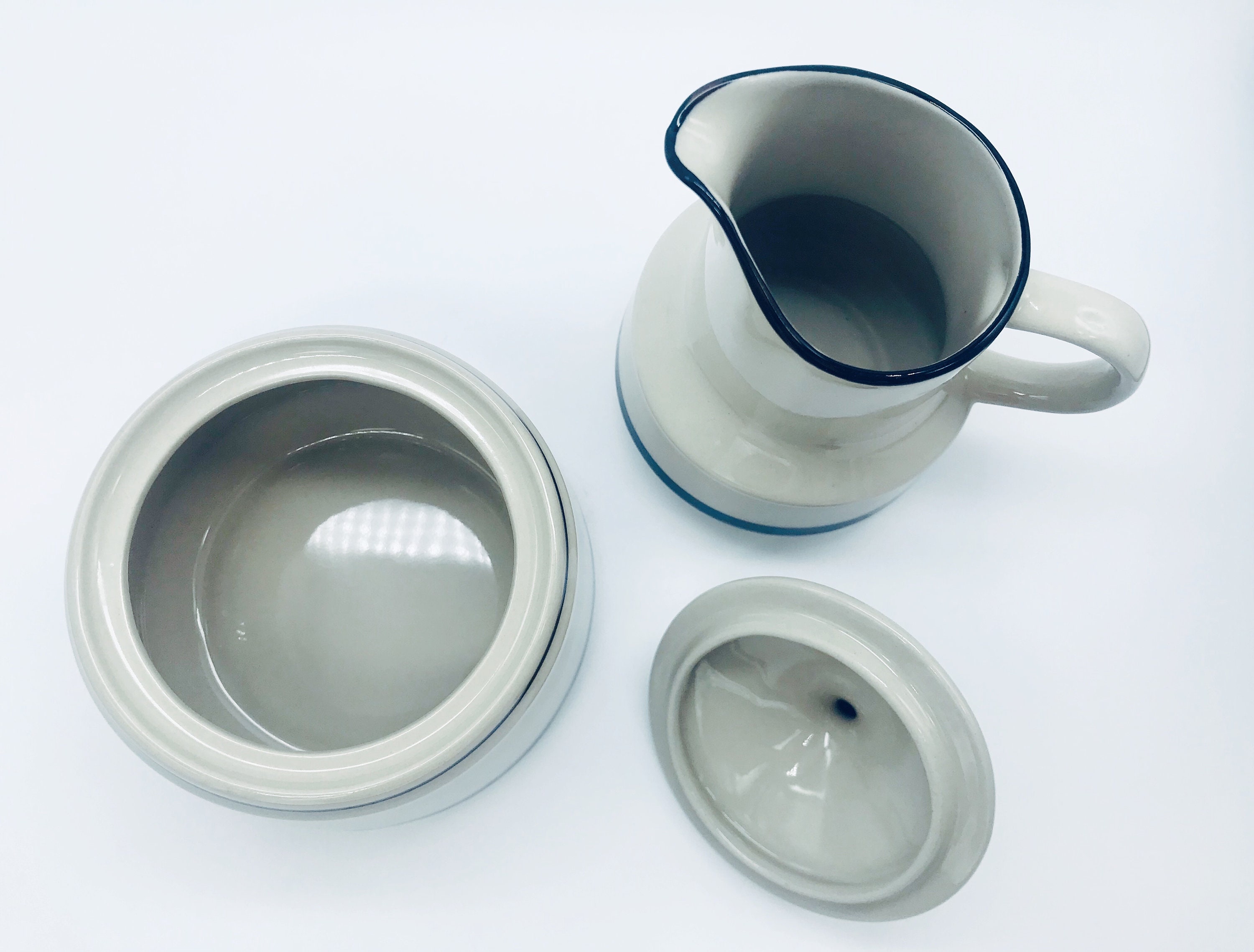 Vintage Japanese Stoneware Sugar Bowl with Lid & Creamer Set Etsy