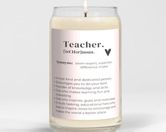 Teacher Personalized Natural Soy Candle Gift | Teacher Definition Gift | Teacher Custom Christmas Gift | Teacher Appreciation Custom Gift