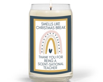 Smells Like Christmas Break Natural Scented Soy Candle | Teacher Custom Christmas Gift | Teacher Candle | Teacher Funny Christmas Gifts