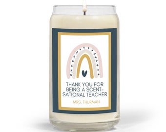 Personalized Teacher Gift Natural Soy Candle | Teacher Custom Christmas Gift | Teacher Candle | Teacher Appreciation Gift  |Daycare Teacher