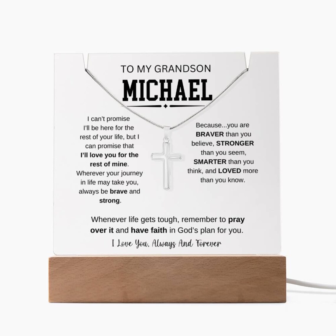 Cross Necklace for Grandson, Gifts for Him, Christmas Gift Grandson