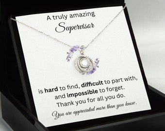 Supervisor Gift, A Truly Amazing Supervisor Double Crystal Circle Necklace, Appreciation Gifts Supervisor, Supervisor Jewelry