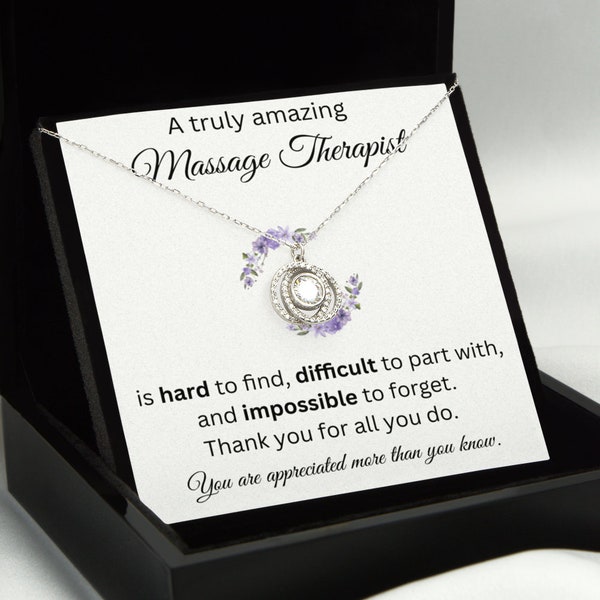 Massage Therapist Gift, A Truly Amazing Massage Therapist Double Crystal Circle Necklace, Appreciation Gifts Massage Therapist Jewelry