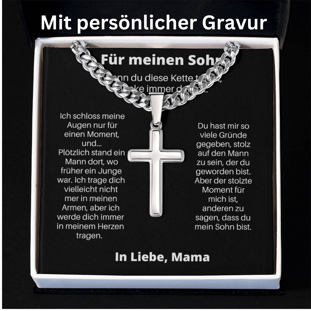 An Meinen Sohn Personalisierte Kreuz Kette Geschenk an Sohn Etsy