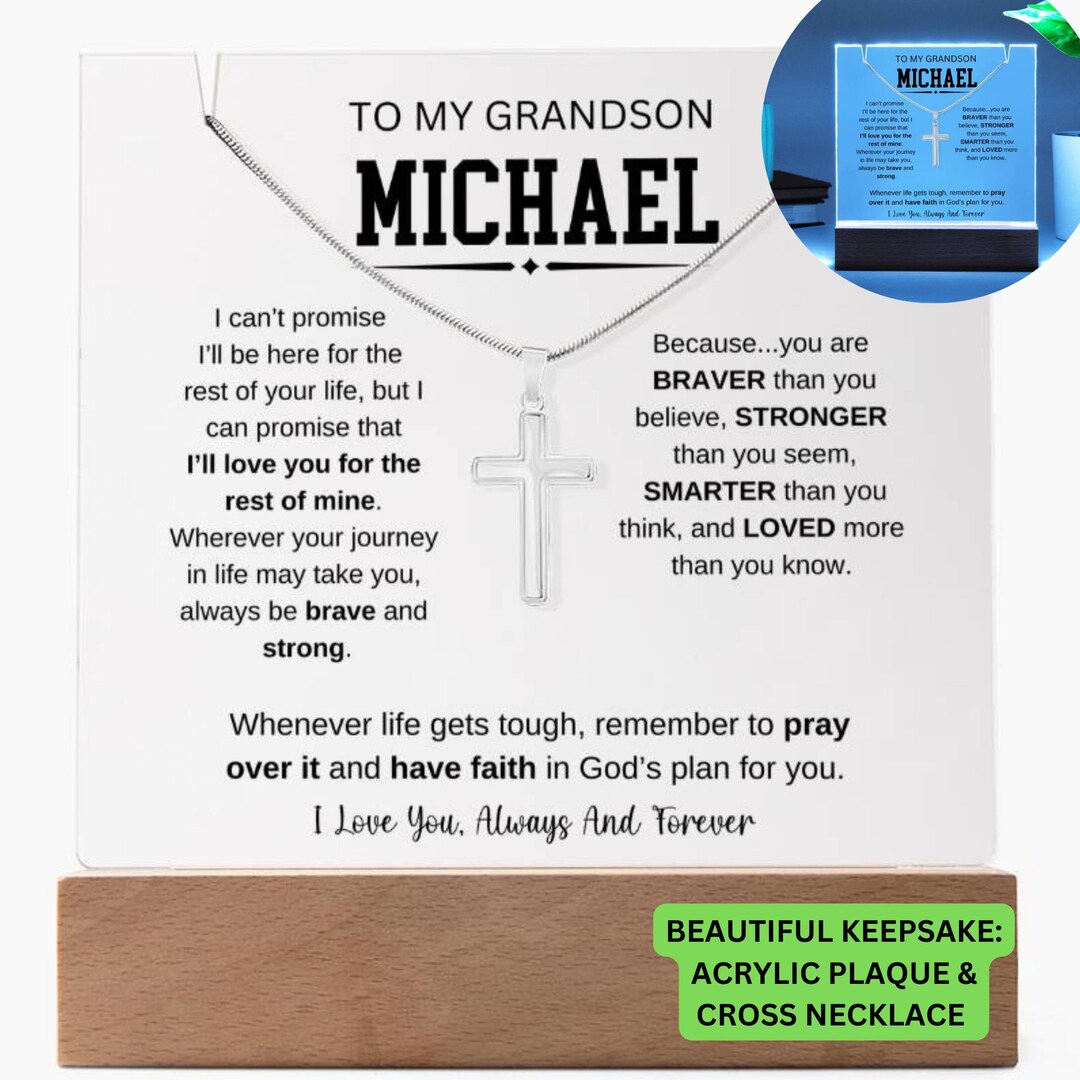 Cross Necklace for Grandson, Gifts for Him, Christmas Gift Grandson