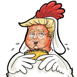 TACO Trump Immer Hühner aus PNG, lustige politische Satire Clipart, digitales Design, TACO Shirt, Huhn Taco Trump, Anti-Trumpf