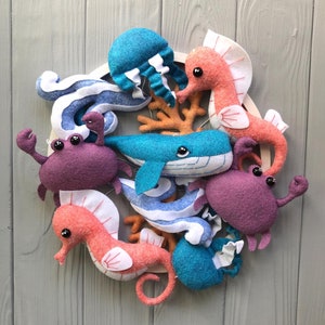 baby room decor - ocean baby mobile , nautical whale crib mobile for nursery , under the sea felt baby mobile with octopus , eco mobile