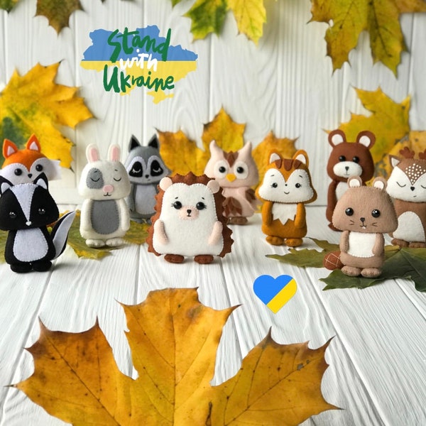 woodland felt toys, baby shower decor, felt forest animals, nursery room decor with woodland theme, woodland baby toys, jungle baby shower