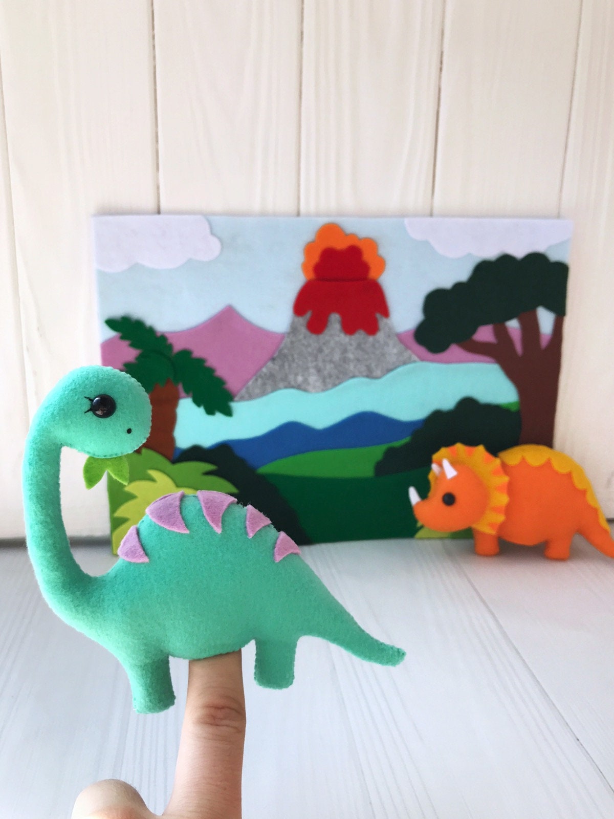 Felt Finger Puppet Set for Baby Dinosaurs Finger Puppets Etsy