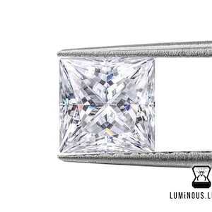 Colorless Princess Cut 10 x 10 MM 5.25 Carat Full Fiery White Loose Moissanite || For Engagement Wedding Ring Earring Pendant Jewelry Gift