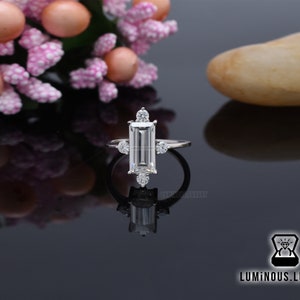 Cluster Moissanite Ring, Baguette and Round 5 Stone Unique Moissanite Engagement Ring, Ring For Women, Promise Moissanite Ring Gift For Her