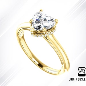 Hidden Halo Engagement Ring | 1.50 CT Heart Colorless Moissanite Ring | Engagement Ring | Wedding Ring | Best Gift For Girlfriend