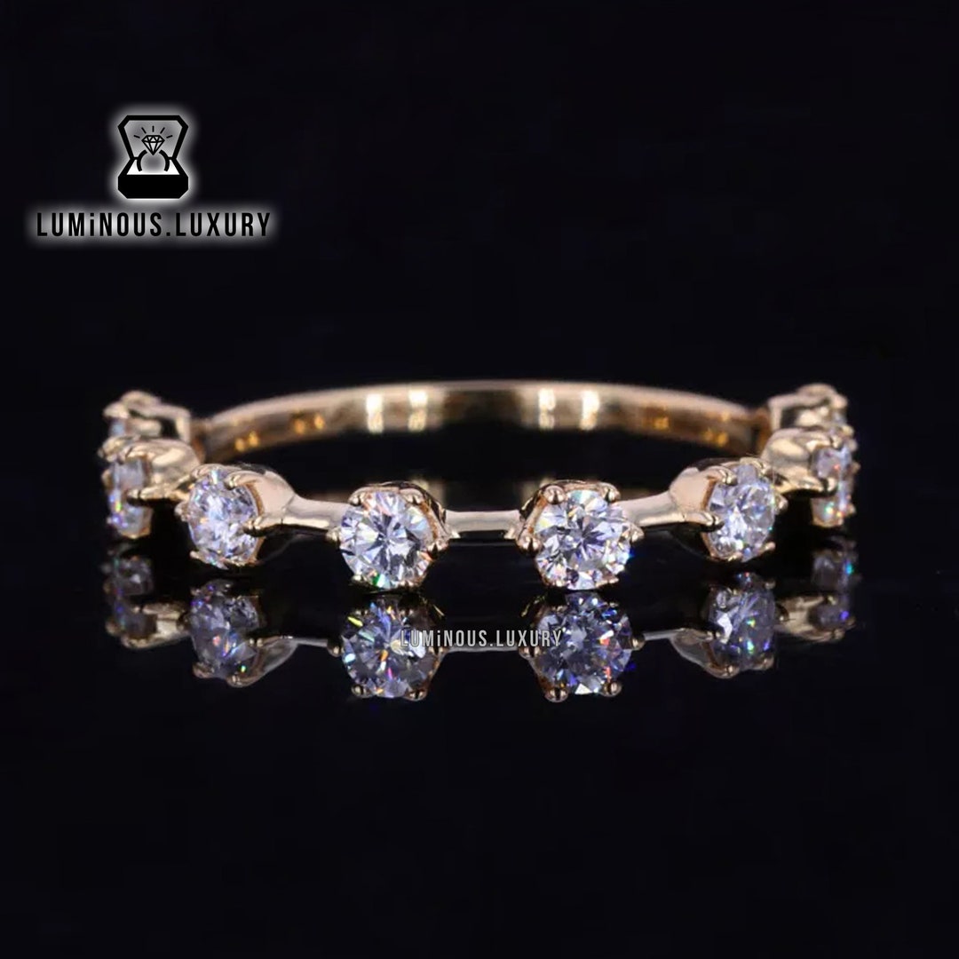 Distance Stacking Rings Thin Distance Stacking Designer Engagement Band, 3/4 Eternity Six Prong ...
