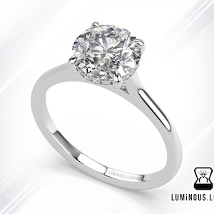 Hidden Halo Engagement Ring, 2 CT Round Colorless Moissanite Ring, Wedding Ring, Promise Ring, Ring for Women, Gift for Mother/Wife/Sister