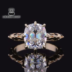 Vintage Orange Blossom Ring: Antique Style Wedding Ring, Art Deco 2/ 3/ 4 Carat Old Mine Cushion Cut Solitaire Moissanite Floral Ring