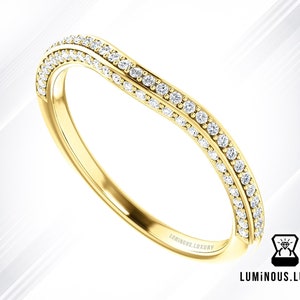 Classic Curvy Half Eternity Wedding Band, Round Brilliant Colorless Moissanite Eternity Band, Stackable Band, Bridal Set, Anniversary Band