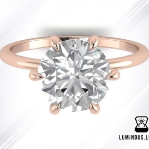 6 Prong Type 2 Carat Colorless Round Moissanite Engagement Ring | Classic Solitaire Anniversary Ring, Daily Wear Ring Gift For Loved One