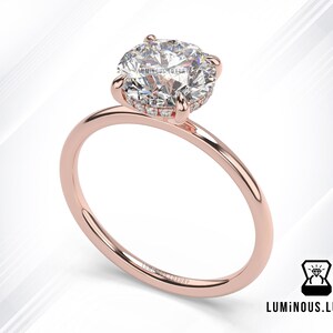 Hidden Halo Engagement Ring, 2 CT Round Colorless Moissanite Ring, Wedding Ring, Promise Ring, Ring for Women, Gift for Mother/Wife/Sister