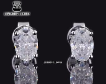 Sparky 1/ 2/ 3 TCW Oval Cut Moissanite Earrings, Screw & Push Back Style 4 Prong Solitaire Stud Earrings, Wedding Anniversary Gift For Women